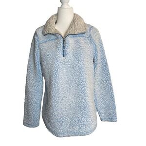 Green Tea Blue Soft Sherpa Sweater Size Medium